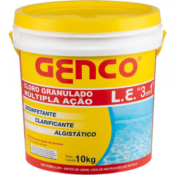 Cloro Granulado Genco L.E. 3 em 1 Multipla Ação Balde 10kg