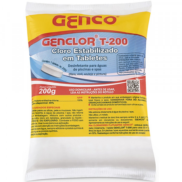 Pastilhas Tabletes Cloro Genclor T-200 Genco 200gr