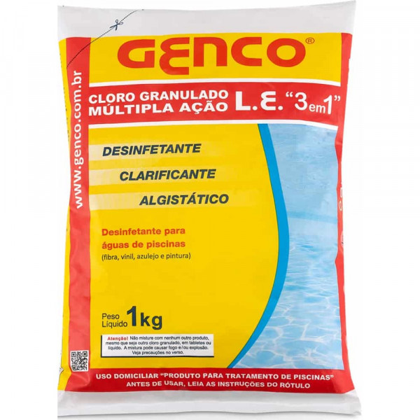 Cloro Granulado Genco L.E. 3 em 1 Multipla Ação 1kg